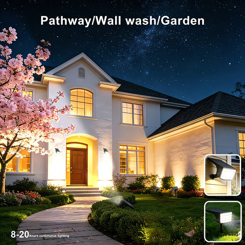Solar Spot Lights Outdoor 2-Pack, RGB App-Controlled, IP67 Waterproof
