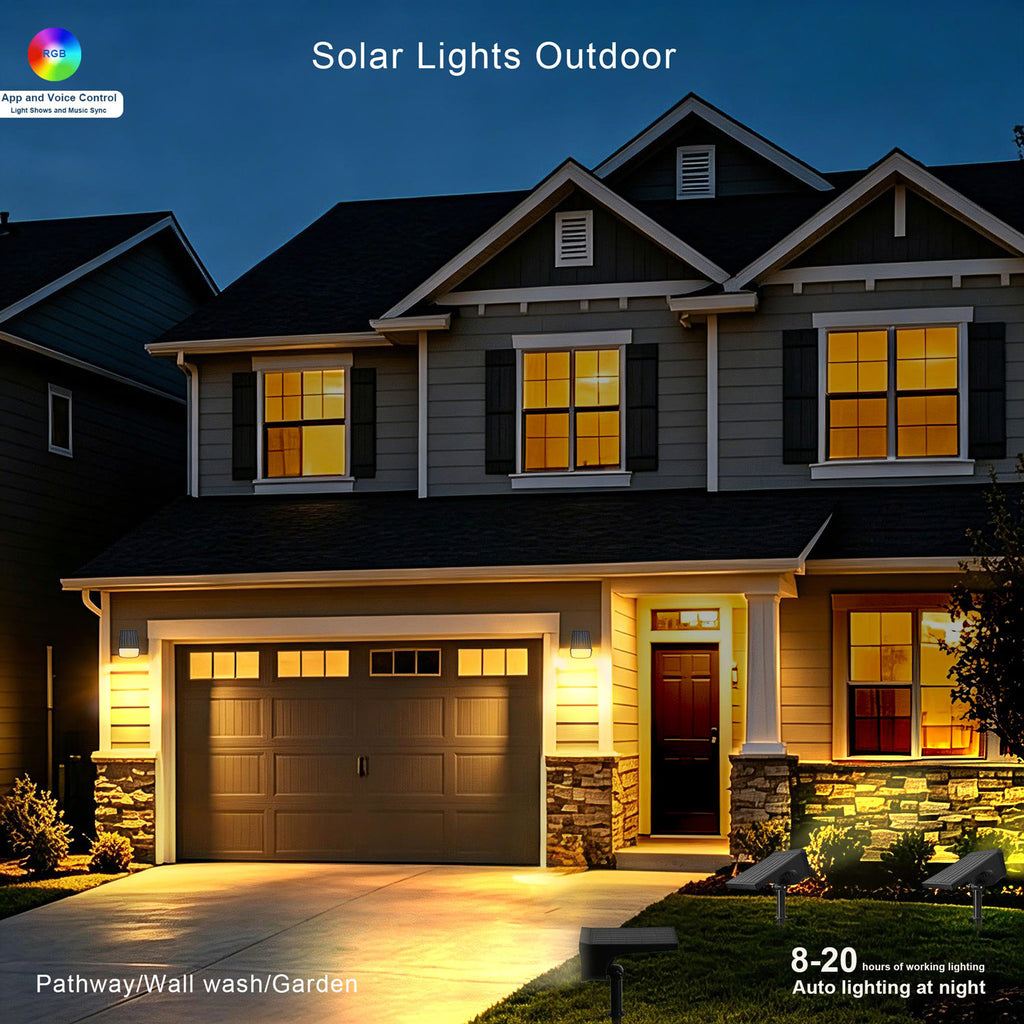 Solar Spot Lights Outdoor 6‑Pack, App‑Controlled Tunable White RGB, IP67 Waterproof Landscape Lights for Garden Yard | Eluntrix