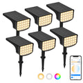 Solar Spot Lights Outdoor 6‑Pack, App‑Controlled Tunable White RGB, IP67 Waterproof Landscape Lights for Garden Yard | Eluntrix